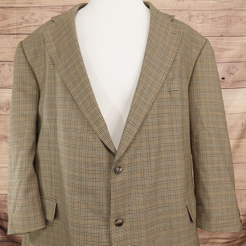 Oak Hill Sport Coat Mens 58R Brown Check Polyester Wool Tweed Classic Jacket